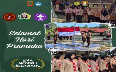 Upacara HARI PRAMUKA di Pangkalan SMA Negeri 1 Belawang