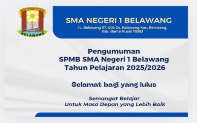 Pengumuman Hasil SPMB SMA Negeri 1 Belawang TP. 2025-2026